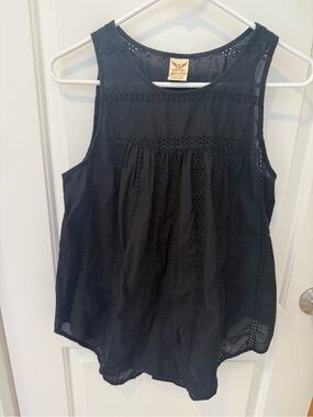 Faded Glory Black Eyelet Sleeveless Tank Top